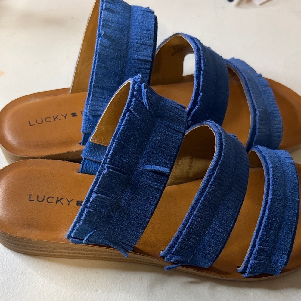 Lucky Brand NIB Hegan Blue Suede Sandals | EUC | Sz 6 - Picture 6 of 7